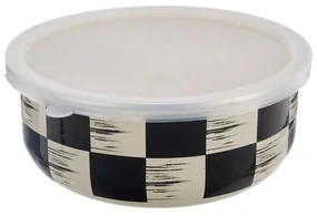 Miska smalt ŠACHOVNICA Lem+UH viečko pr. 17 cm