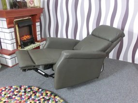 (2272) SOLEA kožené elektrické polohovacie kreslo sivé