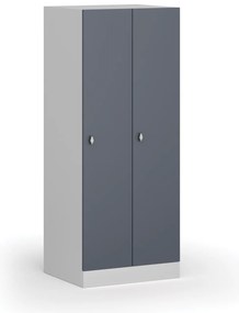 Šatníková skrinka S1 znížená, 2 oddiely, 1500 x 600 x 500 mm, demont, otočný zámok, tmavosivé dvere