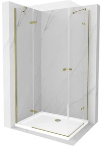 Mexen Roma Duo sprchová kabína, kyvné dvere 90 x 80 cm, transparentnéné, zlatá + závesný bidet Flat - 854-090-080-50-02-4010G