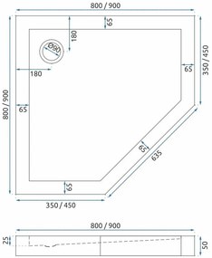 Rea Diamond Gold, sprchovací kút 90x90 cm + čierna sprchová vanička, zlatá lesklá, KPL-14904