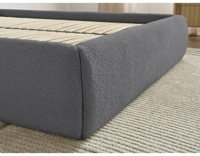 Tmavosivá čalúnená dvojlôžková posteľ s úložným priestorom/bez čela s roštom 160x200 cm Inera – Bobochic Paris