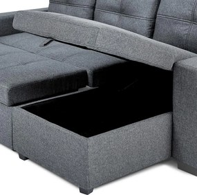 Univerzálna rohová rozkladacia sedacia súprava Catini PORTIVA s úložným priestorom a USB sivá