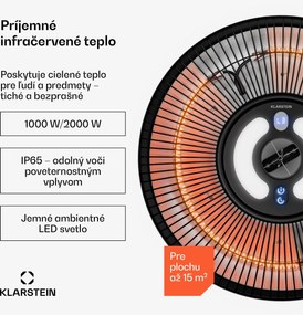 Klarstein LumiHeat infračervené stropné vykurovanie | 2000 W | 15 m² | LED svetlo | 42 cm x 42 cm