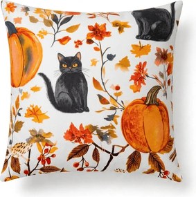 Obliečka na vankúš z mikrovlákna CATS AND PUMPKINS 45x45 cm, farebná