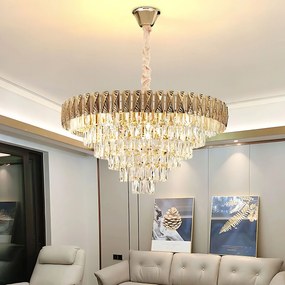 Toolight Toolight, závesné krištáľové svietidlo 80cm, 12xE14, G061-CP, zlatá, OSW-08995