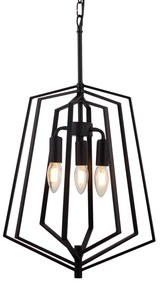 Závesná lampa Slinky, 3-plameňová, čierna, Ø 35 cm