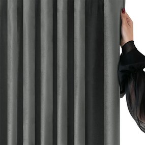 Zamatový záves FILUMI tmavo šedý 140 x 250 cm sada 2 ks
