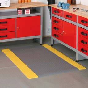 COBA Protiúnavová rohož s drážkami a žltými okrajmi, PVC, 0,9 x 18,3 m, sivá / žltá
