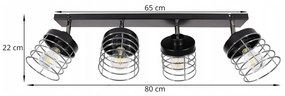 Stropné svietidlo RASTI, 4x drôtené tienidlo (výber z 2 farieb), (možnosť polohovania), CH