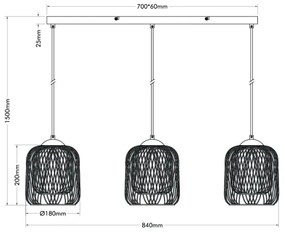 Globo 15965-3H - Závesné svietidlo na lanku DICHTI 3xE27/40W/230V