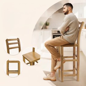 Casaria Barové stoličky OSLO s operadlami, 2ks, 40x36x110cm, prírodná hnedá