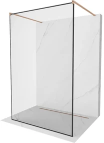 Mexen Kioto, sprchová zástena Walk-In 150 x 200 cm, 8mm sklo čierny vzor, medený matný profil, 800-150-002-65-70