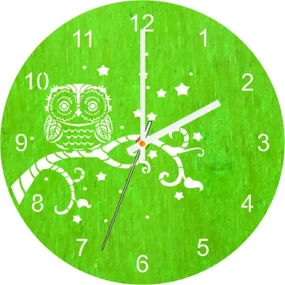 Nástenné hodiny z dreva - Sovička - prírodné aj farebné | SENTOP PR0443 PR0443 plywood