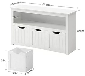 Skrinka na hračky so šuplíkmi s kolieskami 60x102x30cm