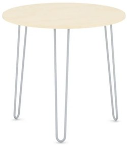 Okrúhly jedálenský stôl SPIDER, priemer 800 mm, sivo-strieborná podnož, doska breza