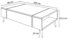 KONFERENČNÝ STOLÍK SANTINO DUB FLAGSTAFF / ČIERNY + NOŽIČKY