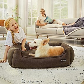 Pelech pre psa so snímateľným poťahom, pohovka pre psa, 90 cm, hnedý