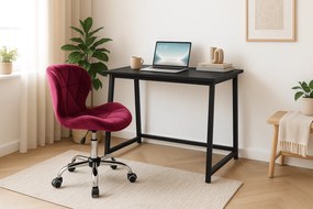 Set do pracovne ZARIMO stôl 80x40 cm čierny + kreslo AVOLA VELVET vínové