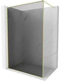 Mexen Kioto-F, sprchová zástena s rámom 140 x 202 cm, 8 mm šedé sklo, zlatý matný profil, 800-140-104-55-40