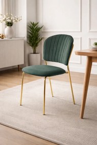 JEDÁLENSKÁ STOLIČKA SENNA TMAVO ZELENÁ + ZLATÉ NOHY