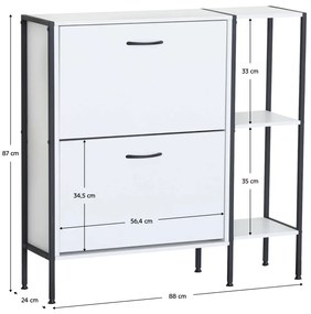 Botník SOVIO, 2 poschodia, biela