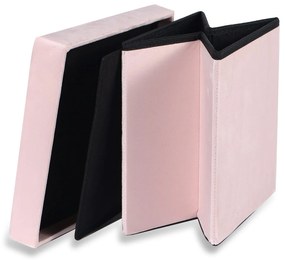 Ružový skladací taburet CUBEXO VELVET M