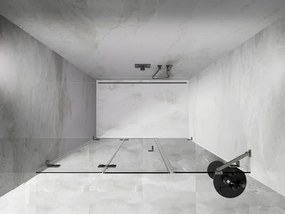 Mexen Lunar-F, ľavé sklápacie sprchové dvere 145 cm, 8mm číre sklo, oceľový profil, 836S-145-050-97-00-L