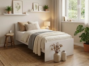 Posteľ ELISA 90 x 200 cm, biela Rošt: S latkovým roštom, Matrac: Matrac DELUXE 10 cm