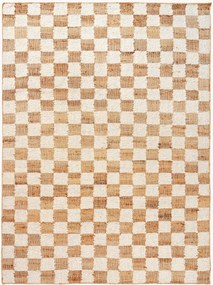 Ručne tkaný vlnený koberec's nízkym vlasom Check, rôzne veľkosti