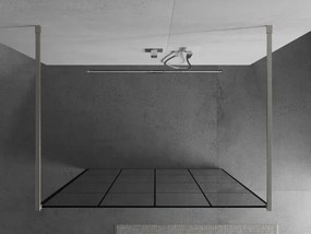 Mexen Kioto, sprchová zástena Walk-In 140 x 200 cm, 8mm sklo čierny vzor, brúsená oceľ profil,  800-140-002-97-77