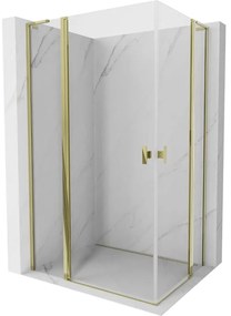 Mexen, Mexen Mist L Duo sklápací sprchový kút 100 x 95 cm, transparentný, zlatý - 8A4L-100-095-50-00