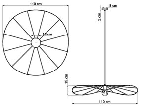 Závesné svietidlo Eskola, 1x čierne drôtené tienidlo, (fi 110 cm)