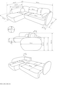 Rohová rozkladacia sedacia súprava OLBIA do tvaru L, pravá, béžová, s úložným priestorom