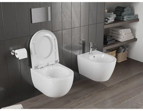 Mexen Carmen, závesná WC misa 490x365x340 mm, Rimless Tornádo + WC sedadlo z duroplastu, biela lesklá, 30880200T
