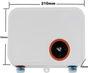 Prietokový ohrievač vody 3500 W so sprchou - biely