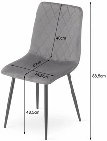 Set 2 kresiel TURIN - svetlosivý zamat