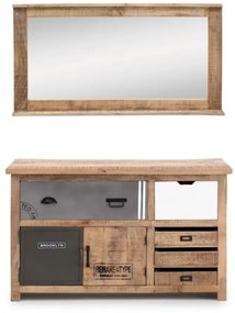 furniture-nabytek.cz - Masivní koupelnové zrcadlo Pune II z mangového dřeva, lakované, přírodní barva – 124×65 cm