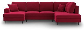 Červená zamatová rozkladacia/s úložným priestorom rohová pohovka (pravý roh/do "U") Kyoto – Cosmopolitan Design