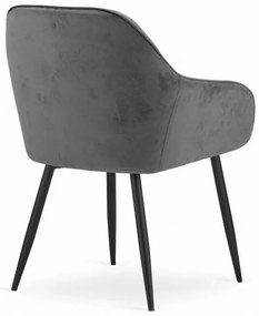 Stolička FORIO - sivý zamat / čierne nohy