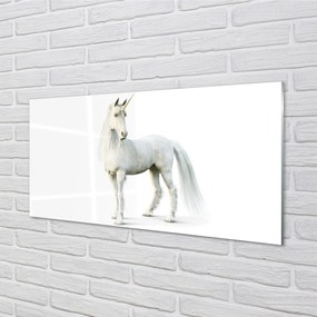 Sklenený obraz biely jednorožec 125x50 cm