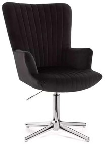 LuxuryForm DESIGN Kreslo AMADEO VELUR na striebornom kríži - čierne