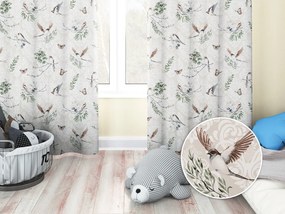 Biante Detský bavlnený záves Sandra SA-490 Lastovičky s motýlikmi na béžovom ornamente 150x180 cm