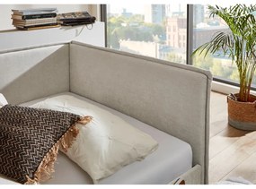 Béžová čalúnená rohová detská posteľ s úložným priestorom s roštom 140x200 cm Fun – Meise Möbel