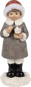 Šedá vianočná dekorácia socha dievča so sviečkou - 6*6*14 cm