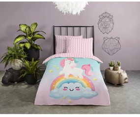 Ružové/tyrkysové bavlnené detské obliečky na jednolôžko 140x200 cm Sweety – Good Morning