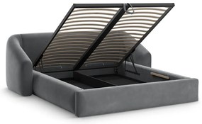 Sivá čalúnená dvojlôžková posteľ s úložným priestorom s roštom 180x200 cm Campi – Cosmopolitan Design