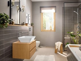 Hansgrohe Rebris E, vysoká umývadlová batéria 240 s odtokovou súpravou s tiahlom, CoolStart, chrómová, HAN-72581000