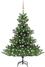 Umelý vianočný stromček jedľa Nordmann LED a gule zelený 210 cm 3077647