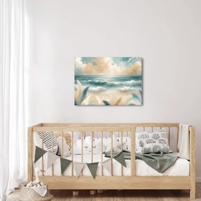 Obraz – Maľovaná pláž v jemných farbách (70x50 cm)
